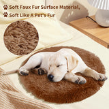 BESTORI Round Calming Dog Bed Machine Washable Warm Anti-Anxiety Pet Bed Soft Plush Cushion for Small Medium Large Dogs and Cats, Rose Red, 31.5" L x 31.5" W