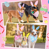SilTriangle 16 Pack Dog Easter Outfit Including 8 Bunny Ears Headband and 8 Easter Dog Bandana Four Colors Bunny Ears Pet Bandana with Different Patterns