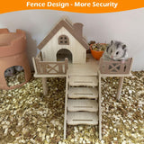 Wooden Hamster Platform and Dwarf Hamster House, Hamster Cage Platform With Climbing Ladder, Cute Syrian Hamster Hideout, Hamster Cage Accessories Platform for Putting Food Bowl, Hamster Gerbil Castle