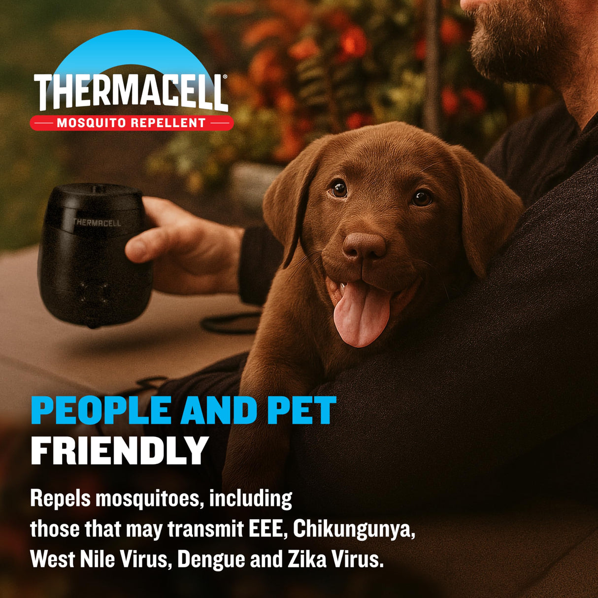 Thermacell E-ZoneGuard Patio Max Rechargeable Mosquito Repeller with 20-Foot Zone of Scientifically Proven Outdoor Protection; 12-Hr Battery; 36-Hr Refill; Bug Spray Alternative; Fast Charging Dock