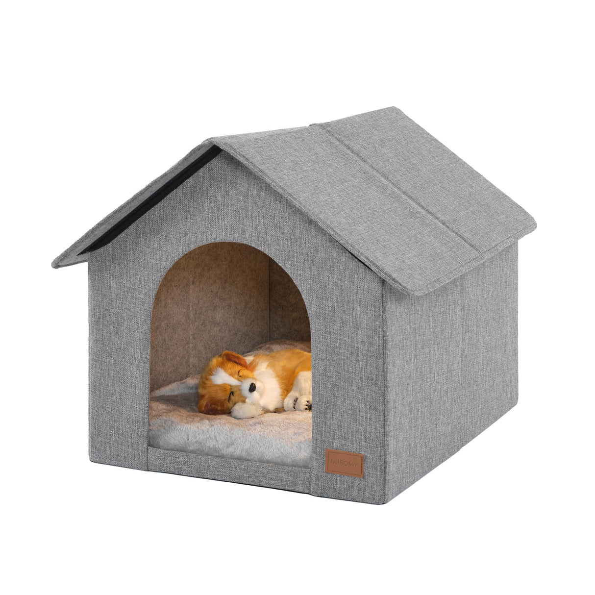 Indoor Dog House for Medium Dogs with Soft Cushion - Semi-Enclosed Warm Cave Bed for Pets Up to 20.8" Long