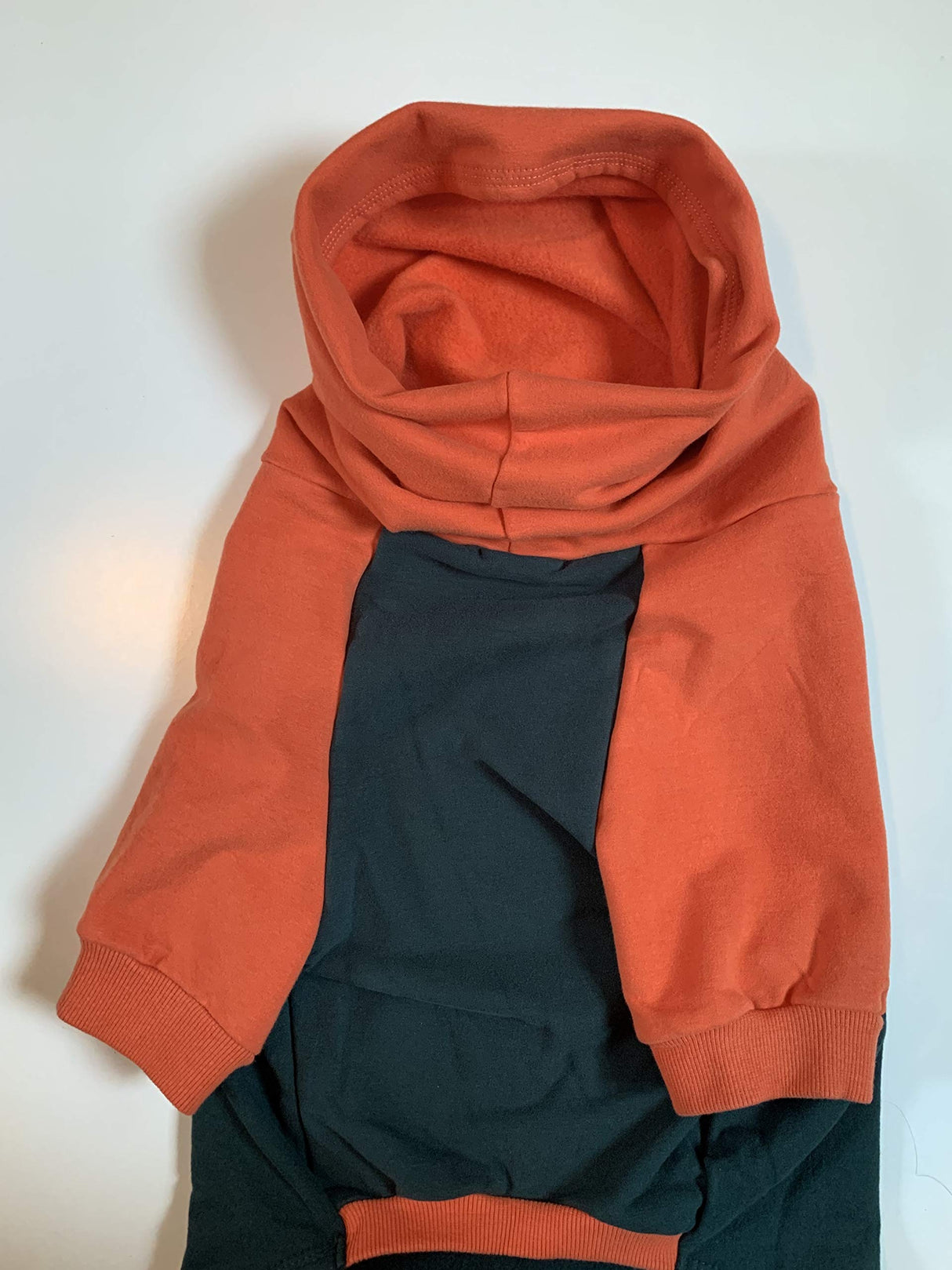 Tooth & Honey Pitbull Dog Sweater - Dark Green & Orange (Large)