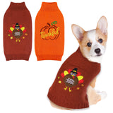 GOYOSWA 2 Pack Dog Thanksgiving Sweater, Knitted Thanksgiving Fall Holiday Dog Sweater Outfit Clothes for Small Medium Large Dogs Pets (Brown & Orange, Small)