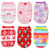 6 Pcs Puppy Clothes for Christmas Winter Warm Cute Pet Sweaters Flannel Dog Vest Paw Print Cat Clothes for Chihuahua Dachshunds Male Female Puppy(Animal Pattern,L(Body Length:13.8” Chest:17.7”))