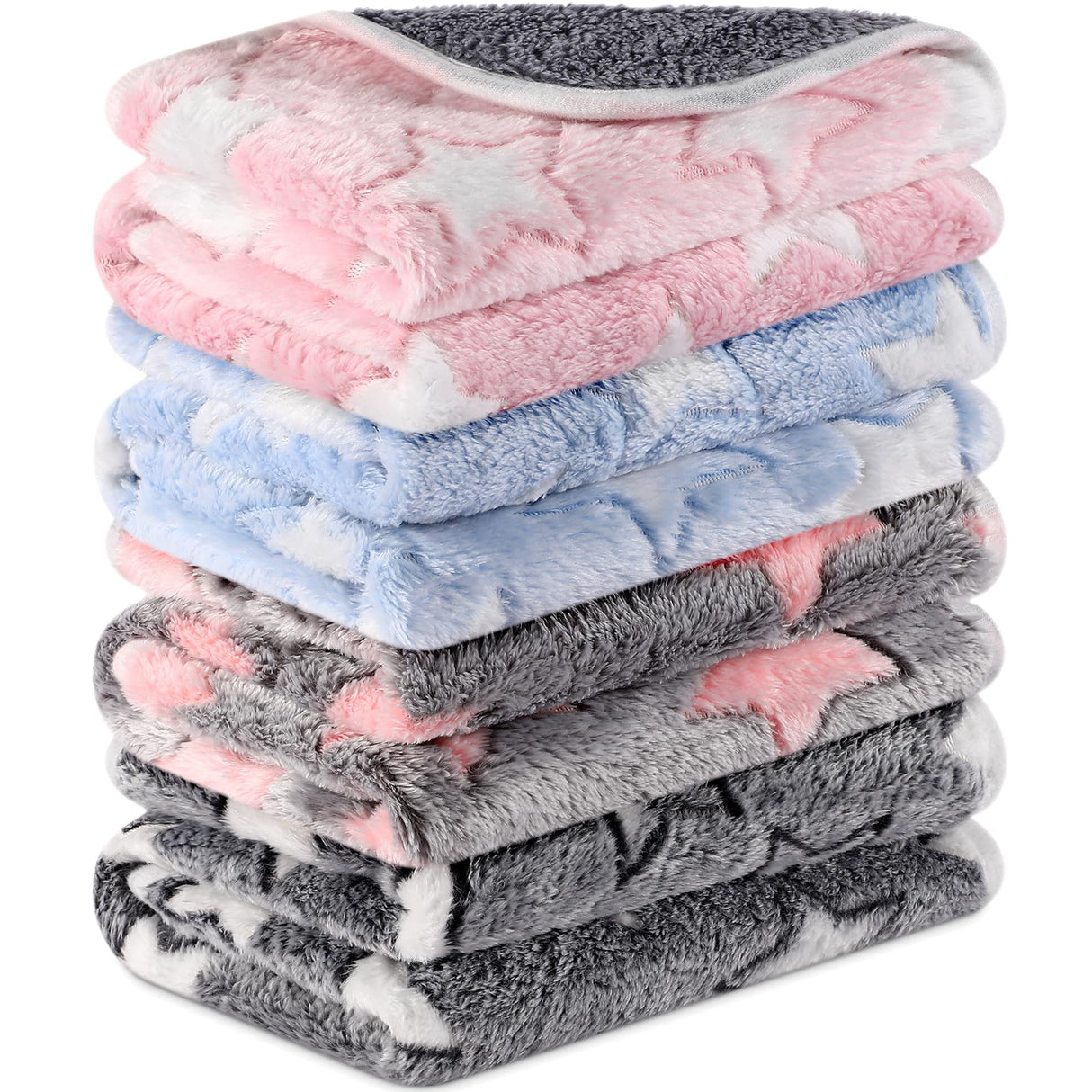 Reginary 4 Pcs Waterproof Guinea Pig Blankets Washable Small Animal Fleece Bedding Guinea Pig Cage Liners Reusable Training Pads Pet Pee Pad Sleep Mat for Hamster(Cute Star Pattern,24 x 16 Inch)