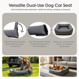 Microfiber Leather Dog Car Seat for Small & Medium Dogs, Waterproof Pet Car Seat with Washable Pee Pad, Scratch & Fur Resistant, Foldable Dog Bed for Home & Travel, Non-Slip Design, Matte Gray