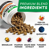StrellaLab Dog Allergy Relief & Anti Itch Support Chews w/Omega 3, Pumpkin, Enzymes & Turmeric: Real Ingredients, Real Taste! Skin & Coat Immune Supplement w/Fish Oil - Made in USA - 180Ct - Chicken