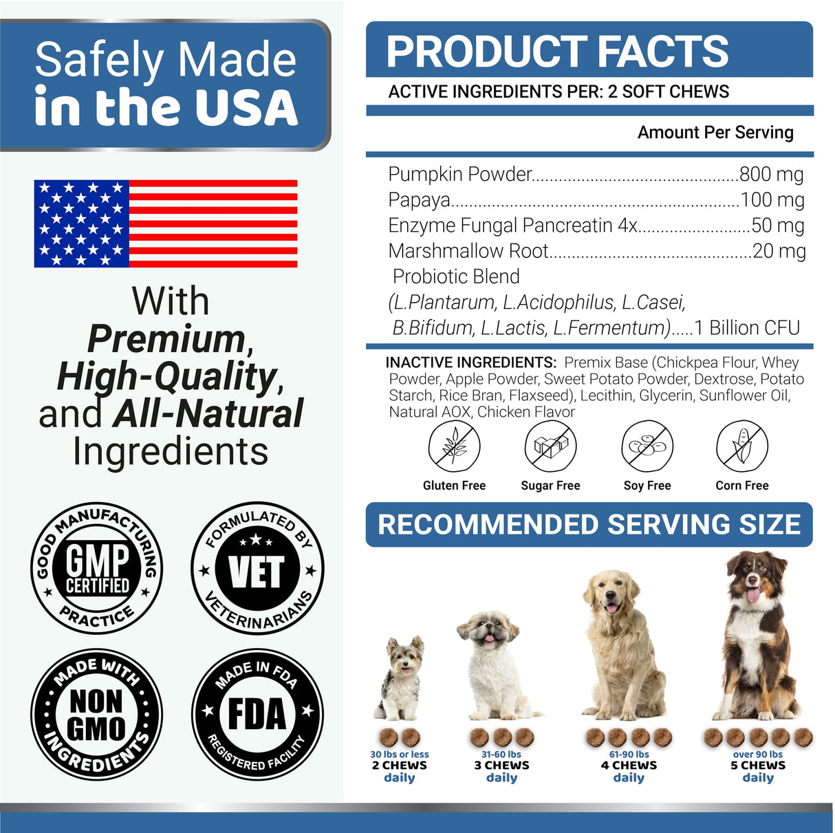 Probiotics for Dogs and Digestive Enzymes - 170 Dog Probiotics Chews - Dog Probiotic - Anti Diarrhea, Upset Stomach & Gas Relief, Constipation, Canine Prebiotic - Pet Fiber Supplement - Gut Health