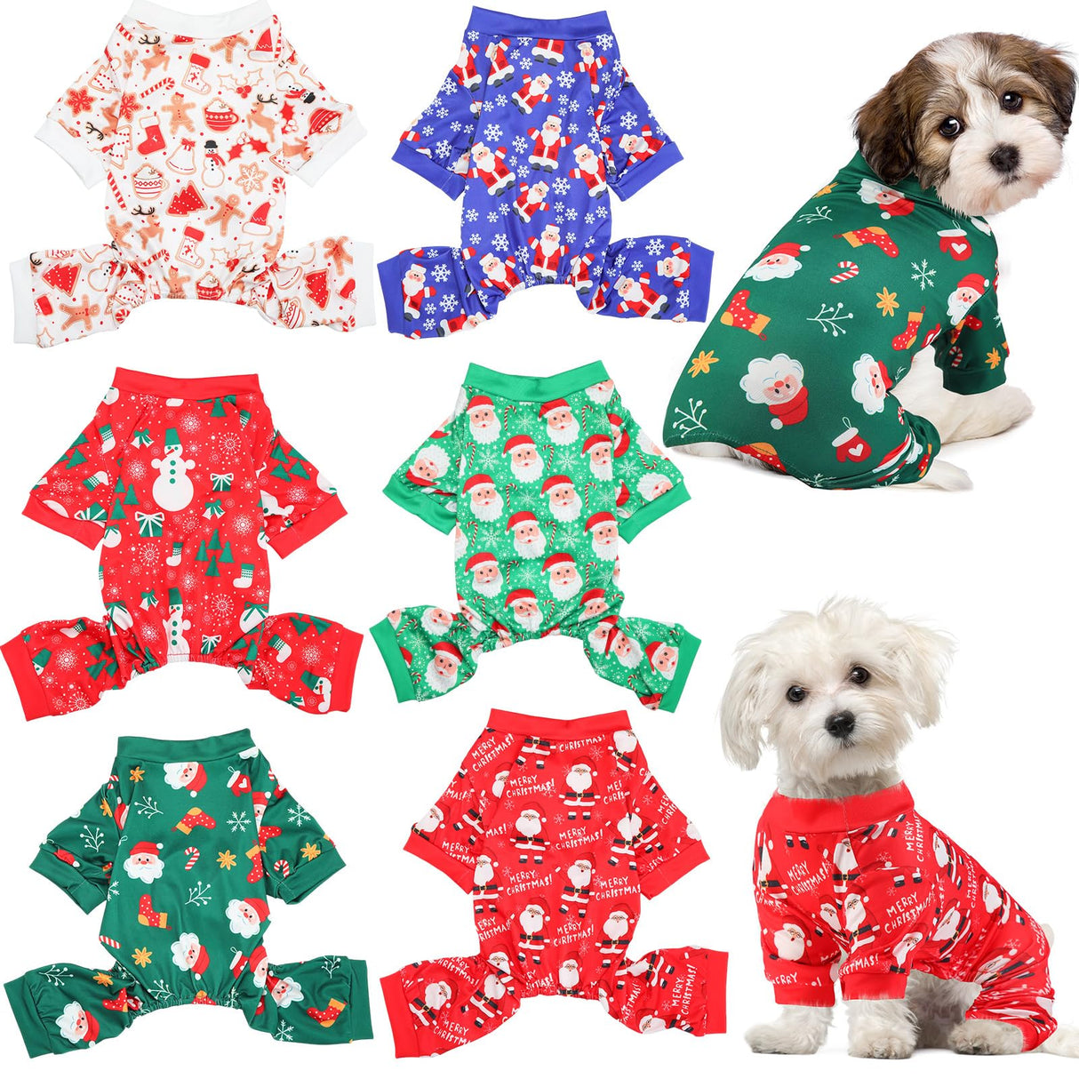 Jeere 6 Pcs Dog Pajamas, Dog Holiday Pajamas Jumpsuit for Small Medium Boy Girl Puppy Winter Pet Clothes(Christmas,M)