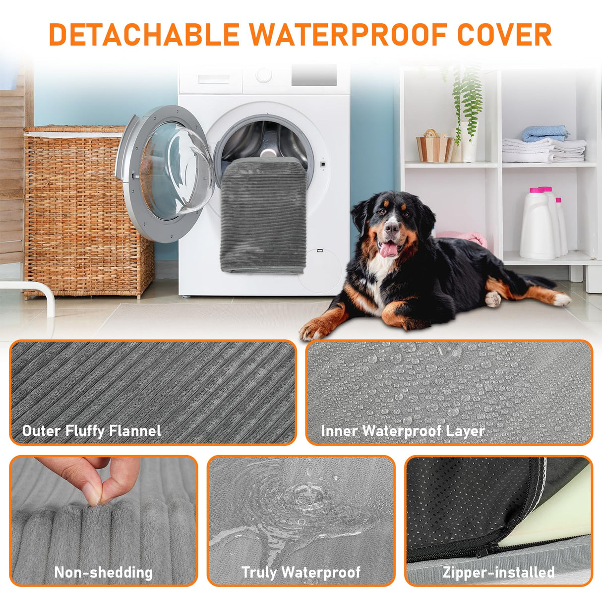Dog Bed Mat for Car Backseat,Colewin Non-slip Waterproof Car Seat Mat for Dogs&Pets with 2-Inch Thick Foam & Easy Clean Dog Pad Cover Suitable for Travel,Camp,Home,NOT Include Extender(23.5x51in,Grey)