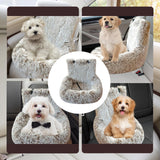 Dog Car Seat - Dog Bed for Car with Safety Straps, Pet Travel Bed for Small Medium Dogs, Memory Foam Booster Seat Soft Plush Sherpa Detachable Washable Cover