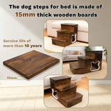 Dog Stairs for Large Dogs,Wooden Dog Steps for High Bed,24.4" Non-Slip Pet Stairs Up to 180LB,Pet Ramps for Small Medium Large Pet (Tiger, Small, 3)
