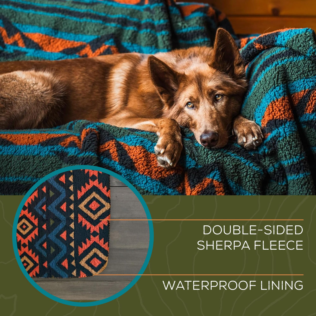 Wilderdog Sherpa Fleece Waterproof Dog Blanket - 60" x 90" - Cream