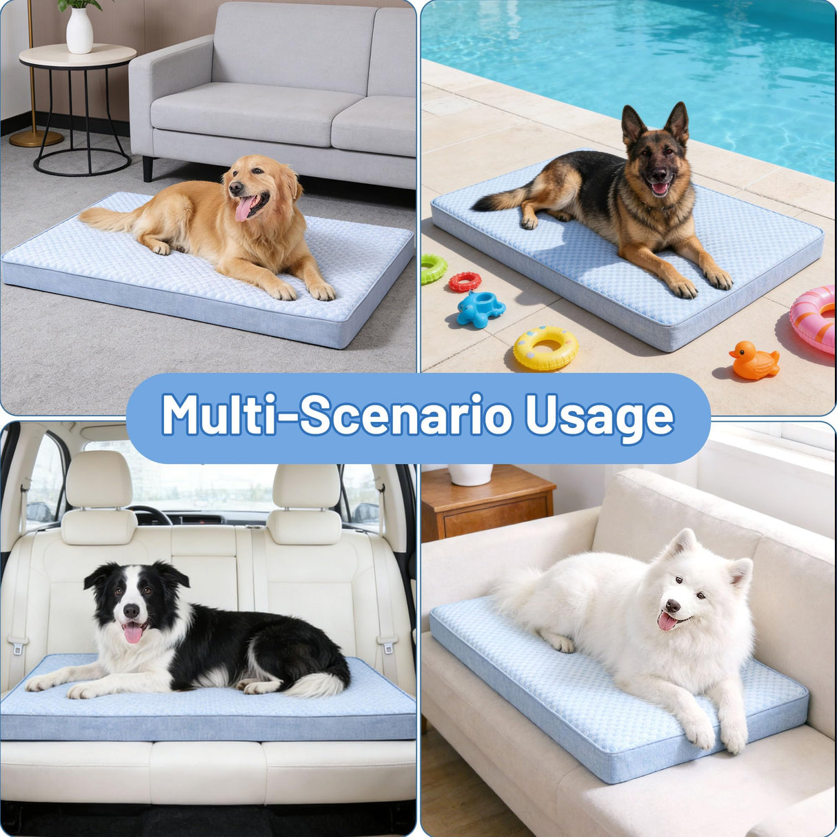 URGVANZ PET Cooling Dog Beds for Dogs, Orthopedic Memory Foam Dog Bed，Washable Pet Beds for Crate with Faux Fur Cover, Waterproof Lining (X-Large: 41" x 29" x 4", Cooling Surface)