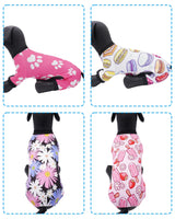 PET SHOW 4 Pack Dog Pajamas for Medium Large Dogs Girl Soft Stretchy PJs Paw Floral Jumpsuit Dog Doughnut Ice Cream Onesies Outfits with Sleeve Pets Breathable Summer Clothes Costume XXL