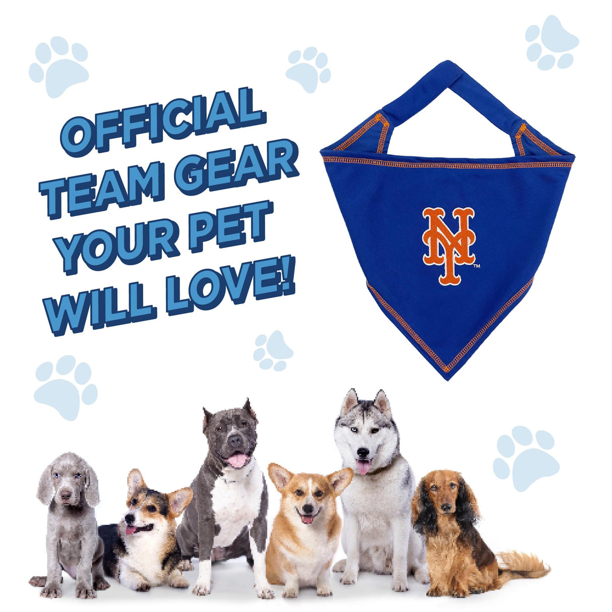 Pets First MLB New York Mets TIE Bandana, Small/Medium. Dog Bandana Scarf Bib for Pet Cat Dog. The Ultimate Game-Day, Party Bandanna, Birthday Event