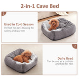 MIXJOY Dog Beds for Large Medium Small Dogs, Rectangle Cave Hooded Blanket Puppy Bed, Luxury Orthopedic Cat Beds for Indoor Cats, Warmth and Machine Washable (35 inches, Grey)