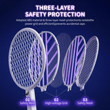 Swift Catch Electric Fly Swatter, Bug Zapper, Flies Killer, Rechargeable Mosquito Killer with Purple Mosquito Light, Base, Digital Display for Indoor Outdoor Home Office Backyard Patio Camping