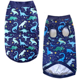 PriPre Dog Navy Sleeveless T Shirts with Universe Dinosaur Pattern Printed Soft Vest for Large Dogs (XL, Vest)