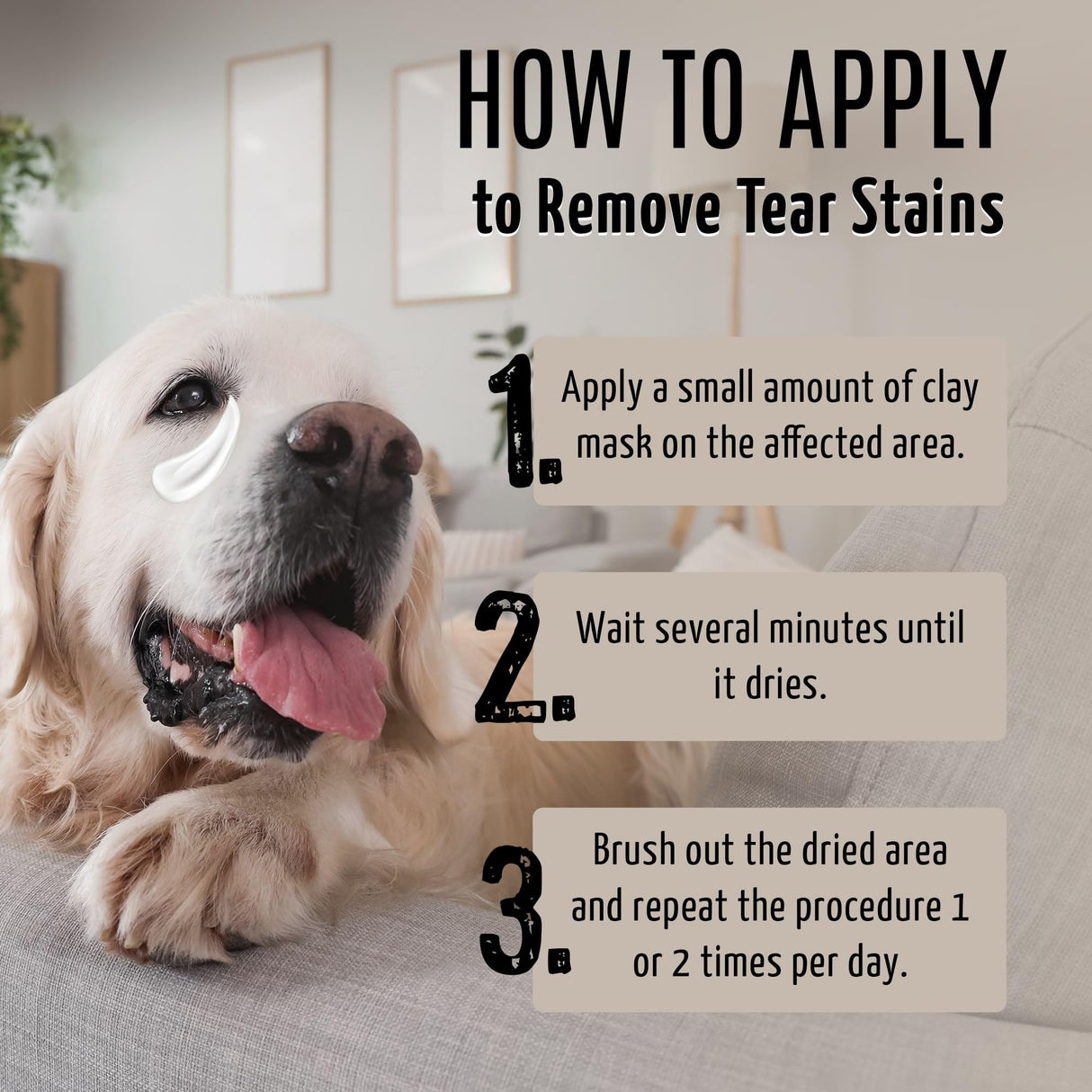 Tauro Pro Line Clay Tear Stain Remover for Dogs - Shield Mask for Eyes, Ears, Mouth, Gentle Grooming Product for Dogs, Puppy & Cat (Stainless Look - 1.69 Fl Oz)