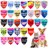 JpGdn 30Pcs/Pack Adopt Me Dog Bandanas Bulk with Paw Print Stitching Hemming Selvedge Sewing Scarves for Small Medium Foster Animals to Look for Homes or Adoption