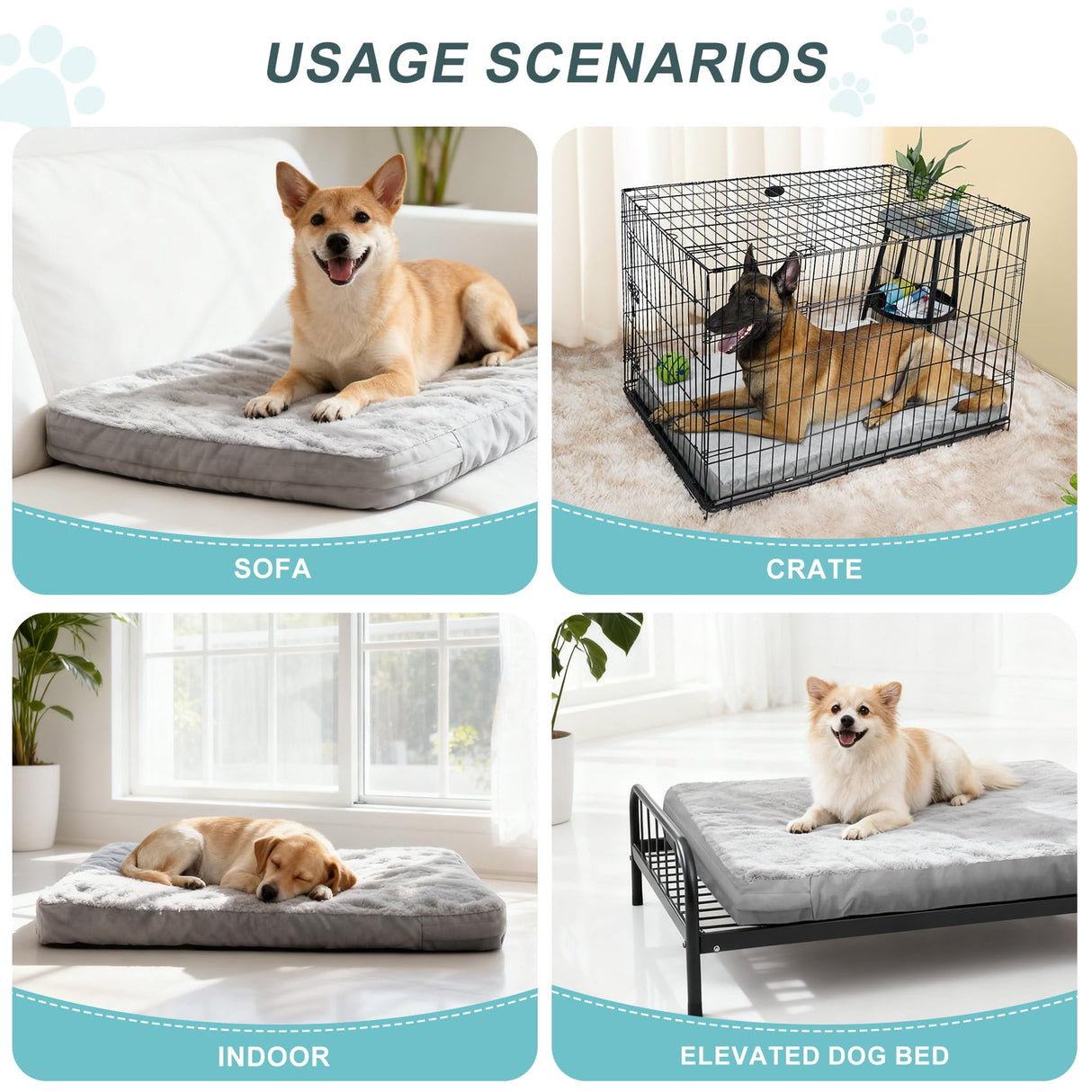 Explore Land Waterproof Dog Bed Cover Machine Washable Fluffy Dog Bed Replacement Cover, 36Lx27Wx4H inch, Gray