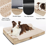 Jolifield Orthopedic Dog Bed Large Sized Dog 36''X24'', Waterproof L Bolster Egg Crate Foam Pet Crate Beds with Washable Removable Cover, Non-Slip Soft Pet Couch Sleep Mat, Ivory