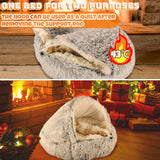SUOXU Hooded with Supports Dog Bed,Deluxe Plush Dog Cave Bed for Medium Small Dogs Cats Under 22 lbs/10kg, Warming Cozy Soft Faux Fur Donut Pet Bed,Removable Washable Cover and Anti Slip Bottom
