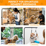 Dog Grooming Arm, Adjustable Pet Grooming Arm with Clamp for Small and Medium Dogs,Grooming Loop and No Sit Haunch Holder (Black, 29" H Arm + Heavy Duty Clamp + Hammock)