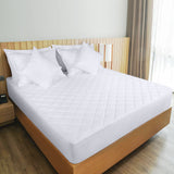 Quilted Fitted Mattress Pad, Twin Mattress Protector Topper with Deep Pocket Stretches up to 16 Inches, Machine Washable Mattress Cover (White)