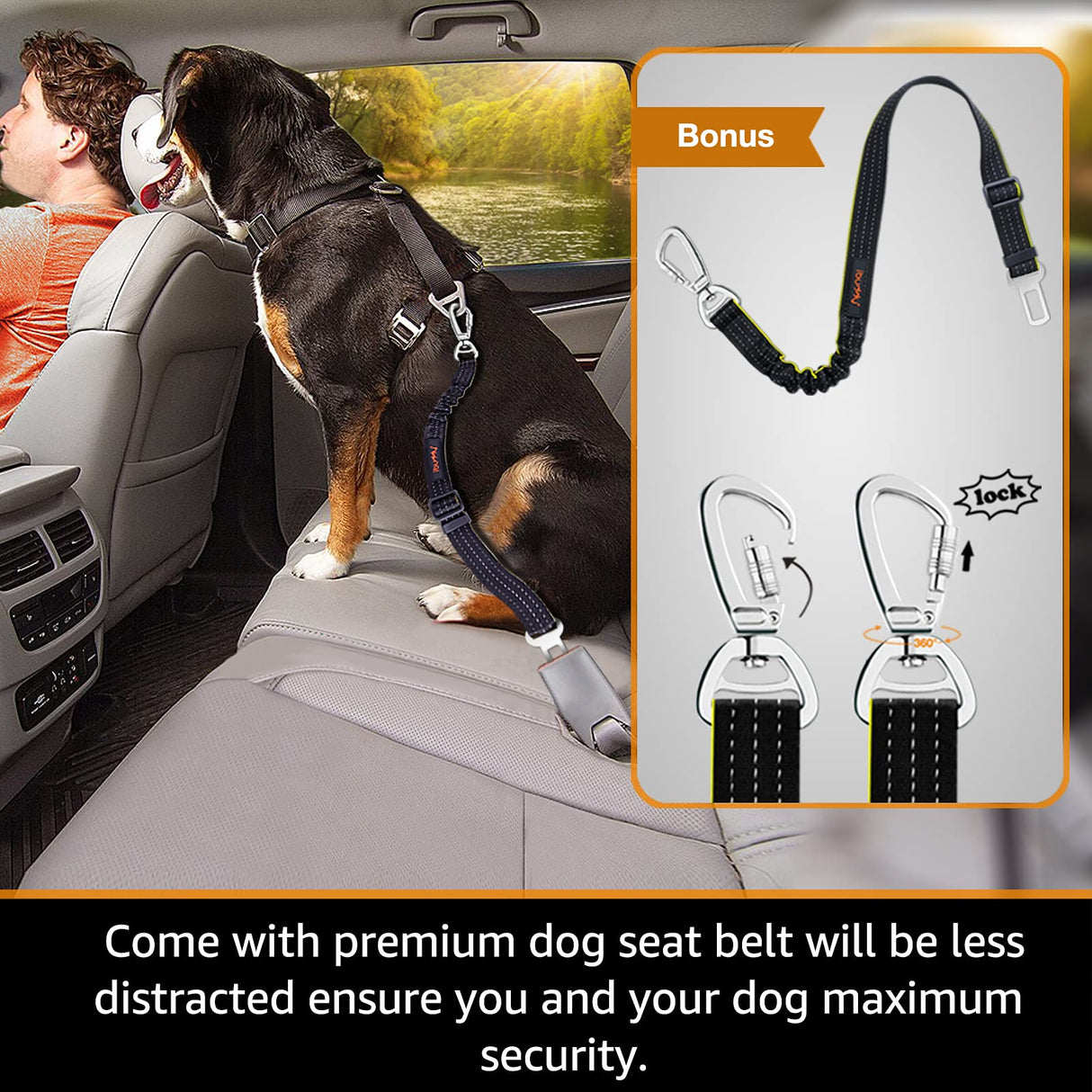 iBuddy Dog Car Seat Covers 100% Waterproof, Dog Seat Cover with Side Flaps from Scratching, Pet Seat Cover for Back Seat of Car/SUV/Truck Machine Washable…
