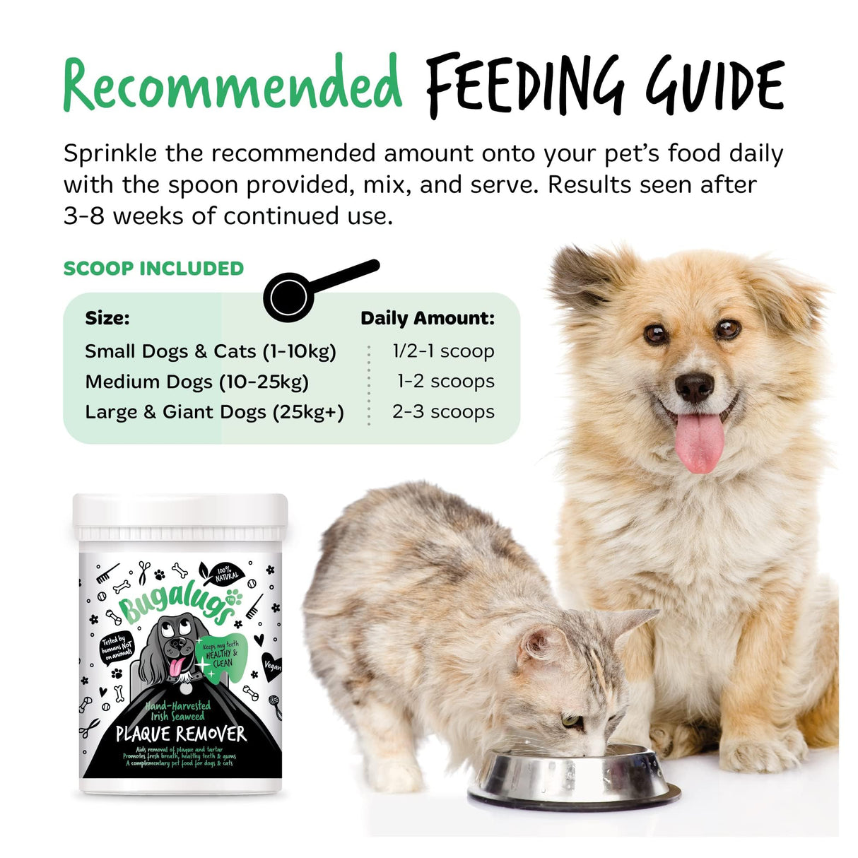 BUGALUGS Plaque Off Remover for Dog Teeth & Bad Breath 100% Natural | Plaque Off No Toothbrush or Dog Toothpaste | Remove Dog Bad Breath & Plaque Remover for Dogs & Cats (Dog 70g)