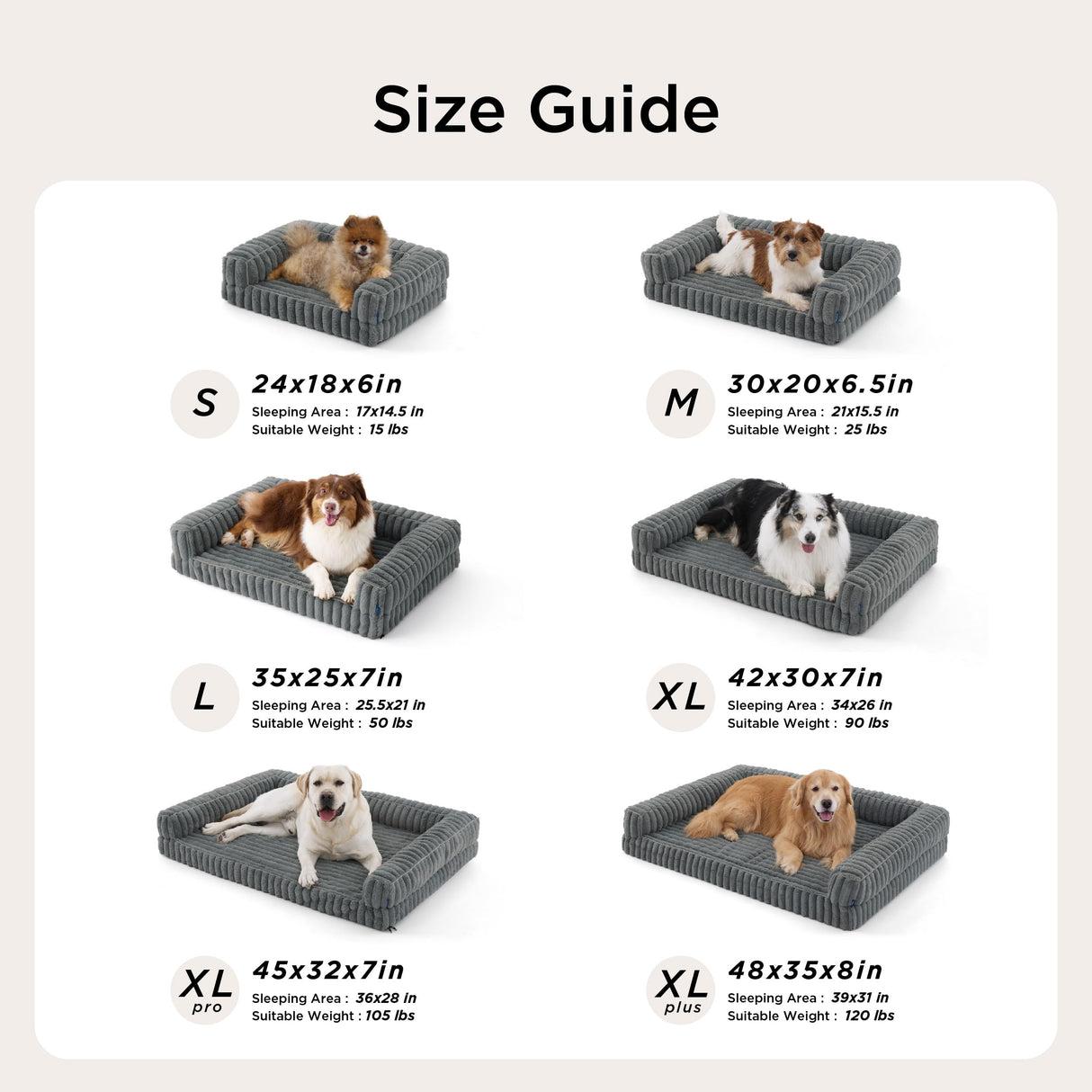 Bedsure ComfyFleece™ Orthopedic Dog Beds for Extra Large Dogs, Waterproof Memory Foam XL Pet Bed with Sides, Non-Slip and Egg-Crate Foam Big Dog Couch Sofa with Washable Corduroy Cover, Cream