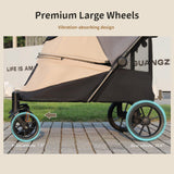 Dog Stroller for Medium/Large Dogs One-Click Folding 4 Wheel Pet Foldable Dog Stroller for 2 Dogs Jogger with Storage Pocket Suitable for Pets Up to 110LBS
