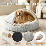 SUOXU 2-in-1 Dog Bed: Upgraded Aluminum Rim Support & Non Slip Bottom - Cozy Cave + Blanket for Large Medium Dogs Under 20 kg (44 lbs) | Plush Self-Heating for Border Collie, Labs