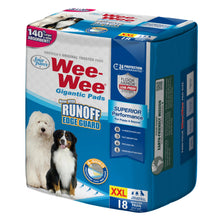 Load image into Gallery viewer, Four Paws Wee-Wee Superior Performance Pee Pads for Dogs with Runoff Barrier Edge Guard Protection, Puppy &amp; Dog Potty Training Pads, Housebreaking Supplies, 27.5" x 44" (18 Count)
