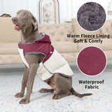 JoyDaog Detachable Hooded Dog Coat with Harness for Large Dogs,Super Warm Fleece Puppy Jacket for Cold Winter Doggie Coats,Red XXXL