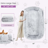 Murago Human Dog Bed for Adults, 75"x43"x10" Human Size Dog Bed, Orthopedic, Waterproof Removable Washable Cover, Soft Calming Lounger for People & Pets, Light Grey