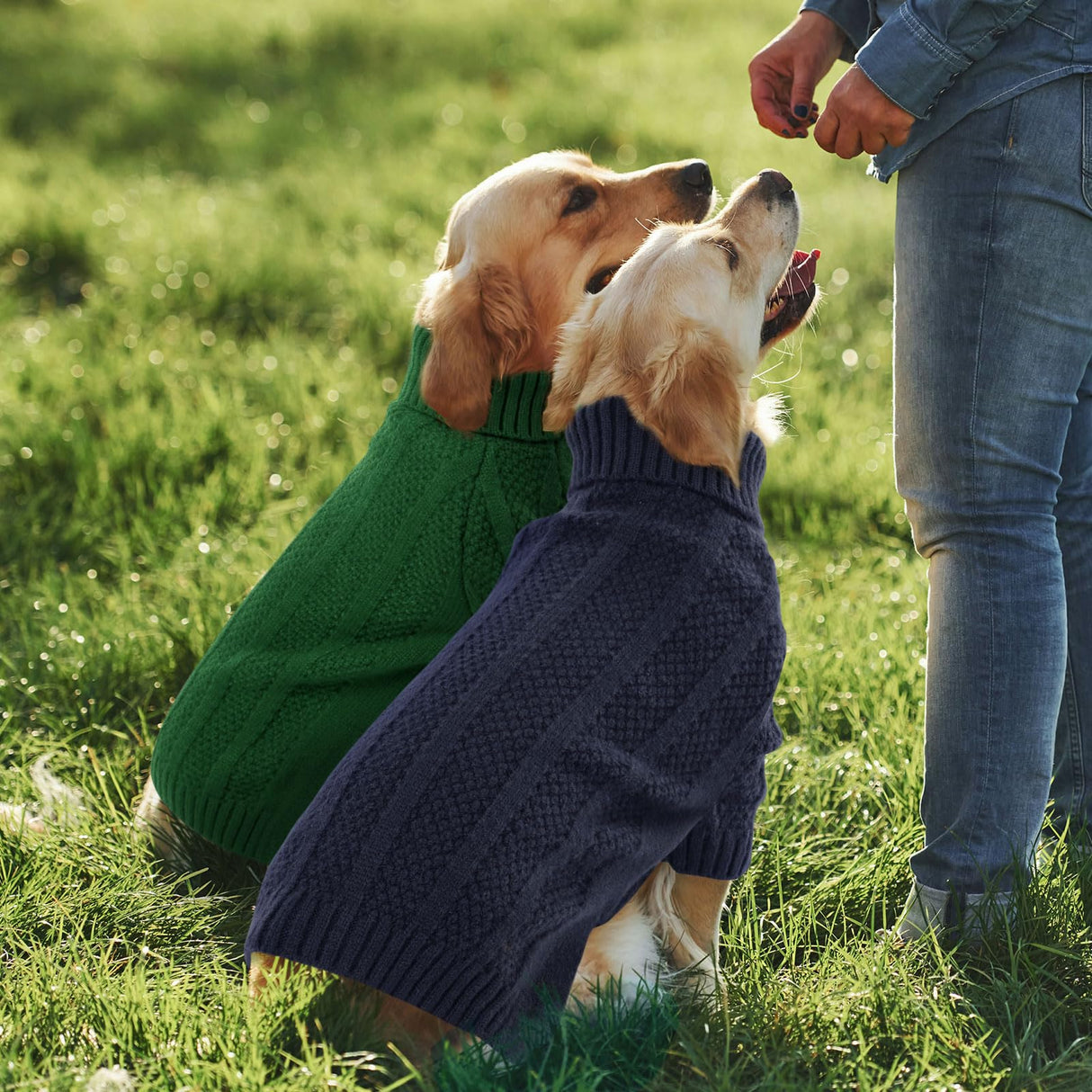 Queenmore Dog Sweaters for Medium Dogs Girls Boys,Soft Dog Sweater Xmas,Turtleneck Pullover Pet Sweaters Knitwear Outfit for Holiday,Knitted Soft Thick Warm Sweater for Bulldog,Dachshund(Dark Navy,M)
