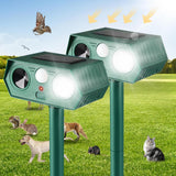 2025 Solar Animal Repellent,Upgraded Ultrasonic Cat Repellent Outdoor,Waterproof Deer Deterrent for Bird Dog Skunk,Squirrels Deterrent with Motion Detection Flash Lights for Outdoor and Yard (2 Pack)