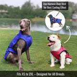 LUCOLOVE Dog Cooling Vest with Ice Pack – 2-Layer Evaporative Cooling Jacket with High Collar, UV Protection & Size-Matched Ice Pack – Cooling Vest for Dogs for Hot Weather (Blue Aqua, Large)