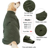 Dog Coats Autumn Winter Jumpsuit for Large Medium Dogs, Warmer Polar Fleece Dog Bodysuit Lightweight Pajamas, Pullover Stretchy Cold Weather Clothes (Dark Green, 5XL)
