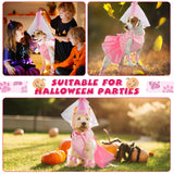Sweetude 6 Pieces Halloween Princess Dog Costume Set Female Puppy Princess Tutu Skirt Dog Hat Delicate Cuffs PET Pink Outfits for Dogs Birthday Wedding Party (XXL)