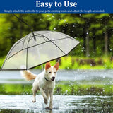 KEFIDEK Pet Dog Transparent Umbrella, Clear Folding Adjustable Leash, Keeps Pet Dry in Rain (Bending Hook)
