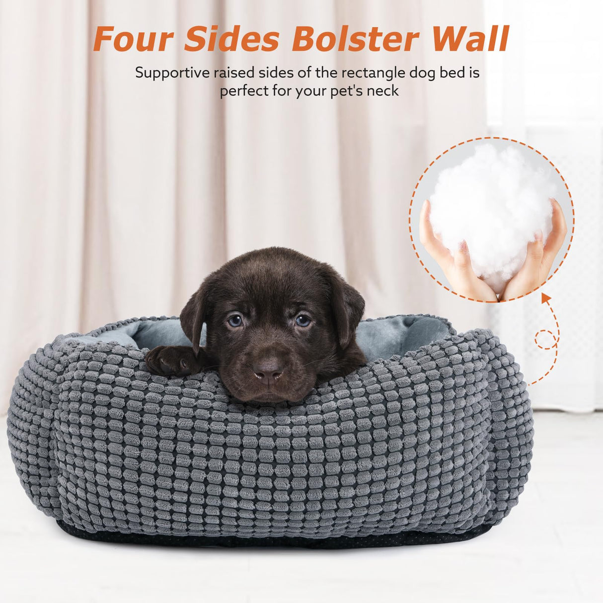 MIXJOY Dog Bed for Large Medium Small Dogs, Rectangle Washable Sleeping Puppy Bed, Soft Calming Cat Beds for Indoor Cats, Orthopedic Pet Sofa Bed, Anti-Slip Bottom with Multiple Size (20'', Grey)