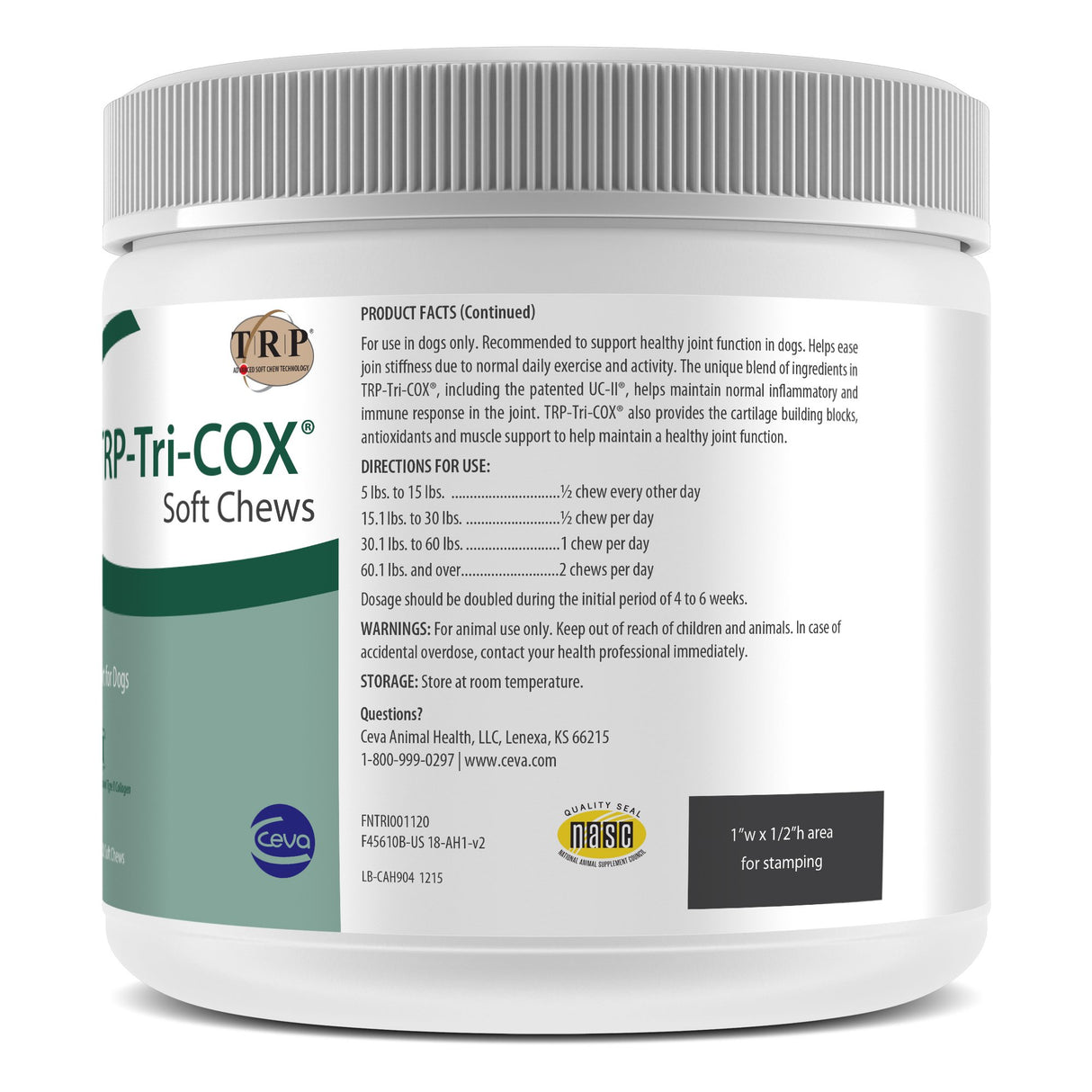 CEVA Animal Health TRP-Tri-COX Soft Chews - Joint Support For Dogs (120 Count)