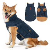 Vitiswap Dog Winter Coat, Warm Dog Jacket Windproof Waterproof Pet Cold Weather Coats for Small Dogs, Turtleneck Fleece Lined Dogs Clothes with Leash Hole, Navy Medium