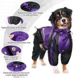 OUOBOB Dog Raincoat, Waterproof Dog Rain Coats for Large Dogs, Lightweight Rain Jacket, Adjustable 4 Legs Pet Poncho with Hood, Snow-Proof Dog Vest Rainwear, Rain Clothes Apparel with Leash Hole
