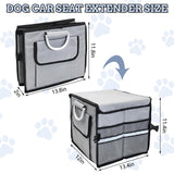 Fhiny Dog Backseat Extender with Storage, 13.4'' x 12'' Collapsible Back Seat Extender for Dogs Pet Front Seat Extend for Car Puppy Car Seat Gap Filler with Pockets for Small & Medium Dogs