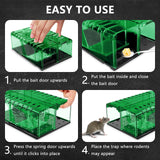 PZQZMAR Mouse Traps, Humane Mouse Trap, Easy to Set, Mouse Catcher Quick Effective Reusable and Safe for Families（2-in-1）-Green